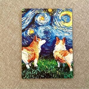 Corgi Dog Van Gogh Starry Night Magnet